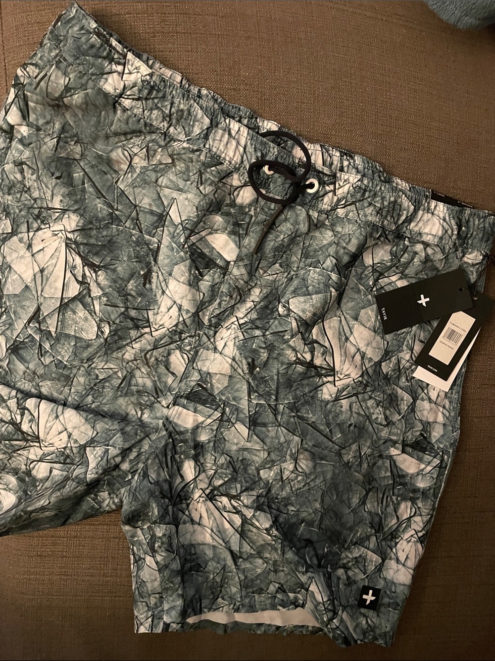Tavik Blue & White Marble-Print Swim Shorts